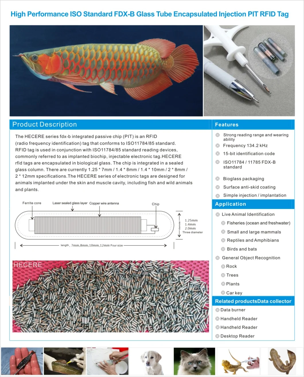 Fdx-B 134.2kHz Em4305 Icar Microchip De Animal with Syringe